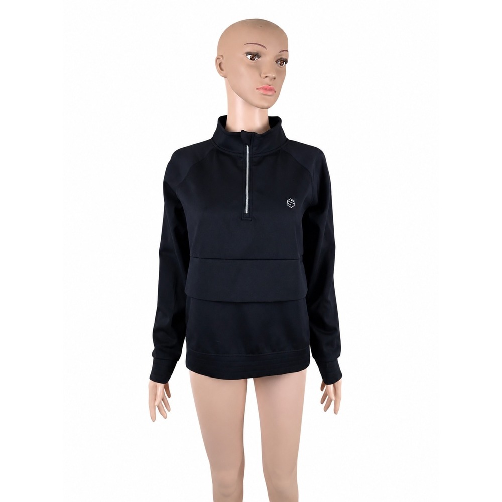 Samshield Women's M Black Half Zip Equestrian Pullover Swarovski Crystal Logo